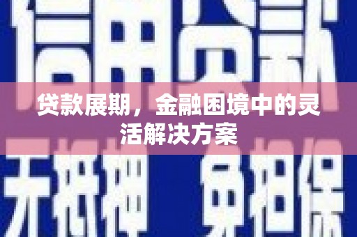 广水贷款展期，金融困境中的灵活解决方案